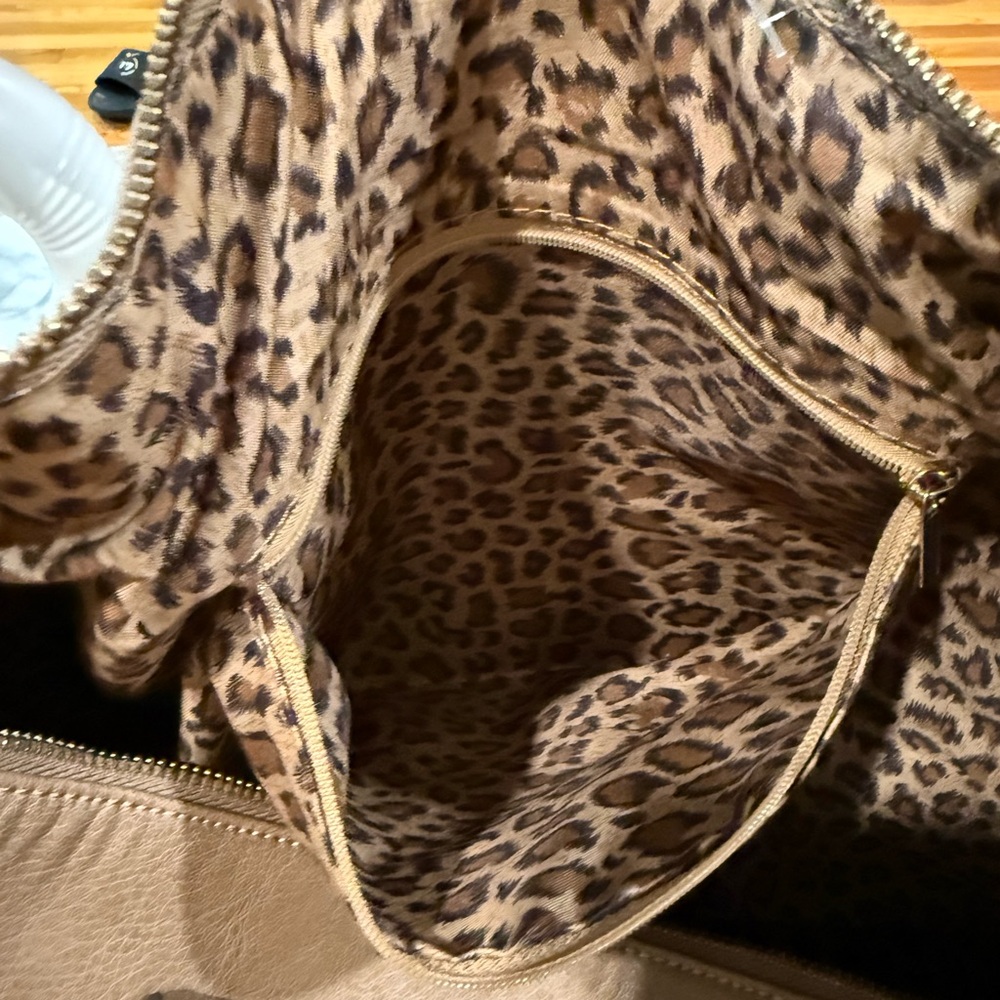 Sole Society Beige Leather Bag with Animal Print Interior - Picture 8 of 12